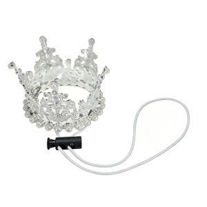 LINHU Adjustable Cord Pet Crown Lightweight Pet Party Sparkling Tiara Fashion Artificial Pearl Pet Hats Photo Prop