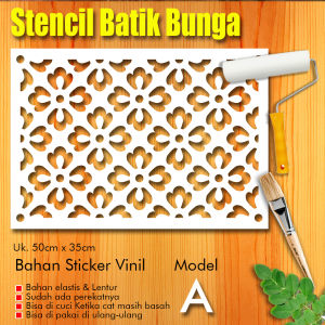 Stencil Batik Bunga wallpaper dinding Model A