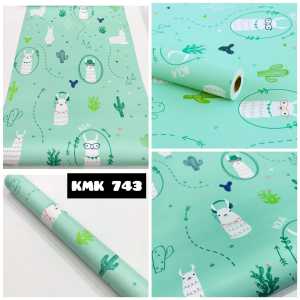 STIKER 743 WALLPAPER STICKER DINDING KARTUN KARAKTER RUSA HIJAU KAMAR ANAK WALPAPER ANRI MINYAK WATERPROOF