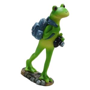 Resins Traveling Boating Frogs Miniature Figurine Collectible Ornament Animal Decoration for Home Office Car Dashboard
