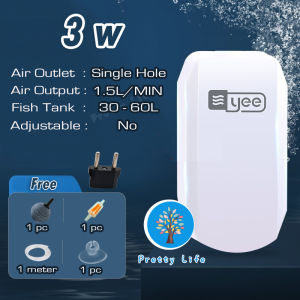 (Full Set) Yee Oxygen Pump Aquarium Air Pump 3/6/8 w