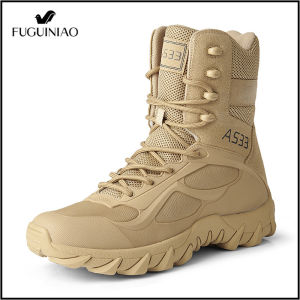 Fuguiniao 2021 New Mens Military Tactical Boots Waterproof Hiking Combat Boots Army Comp Toe Side Zip Work Boots Size 39-47