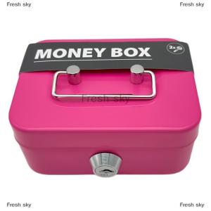[COD] Fresh sky Money Safe Box Lockable Cash Box With KeyPortable Piggy Box Made Of Metal Small Security Lock Box Sturdy Boxes For Kids
