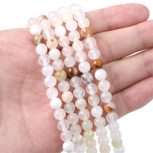 4/6/8/10mm Natural Stone Beads White Green Jade Synthetic Round Loose Spacer Beads For Necklace Bracelet DIY Jewelry Making 15"（38cm）