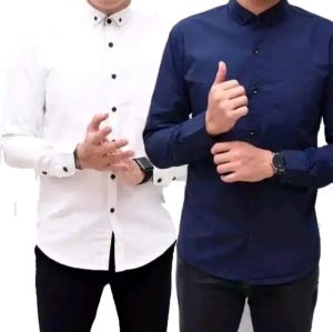 PROMO paket 2 pcs kemeja polos pria lengan panjang beli 1 gratis 1 baju polos lengan panjang