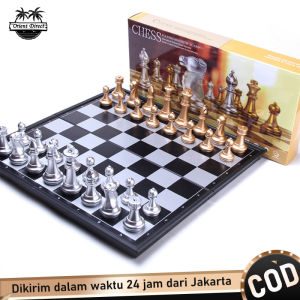 25x25cm Mainan Papan Catur Magnet Chess Magnetic Board Game 32 Gold Silver Chess Pieces