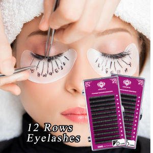 C D Curl 12Rows Faux Mink Eyelash Extensions 8-17mm Professionals Black Soft Individual Lash Extensions