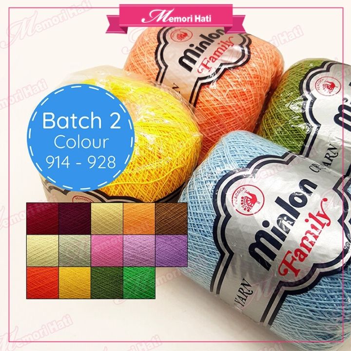 Design From Minlon Thread 100g Minlon Family Yarn Benang Kait / Batch 2 Colour 914 - 928 | Lazada