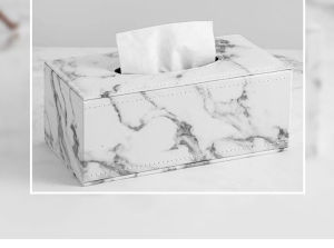 Marble tissue box living room household high-end leather tissue box multi-functional paper tissue box