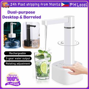 Automatic Smart Water Pump Dispenser Rechargeable Water Dispenser Wireless Electric Water Dispenser Pump Portable Water Pump for Mineral Water Gallon Bucket and Table Dual Use 180° Rotatable Silent