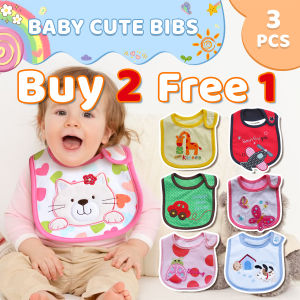 Buy2 Free1! BabyZoom Baby Cute Bibs 3pcs Soft Baby Bib Random Design Anti-Stain Newborn Bib Pure Cotton bib for Kids Baby Need Comfortable Soft Cotton Bibs Baby Feeding Bibs Breathable Absorbent Bibs 3pcs 0-3years Cod Free Shipping