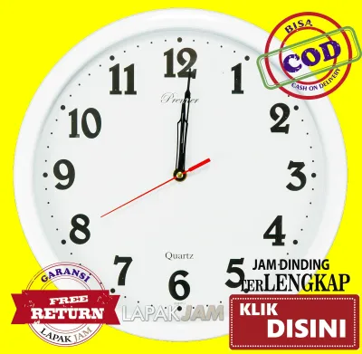 JAM DINDING Premier 038 Diameter 32cm Warna Putih Hitam Silver Biru Merah Kuning Hijau