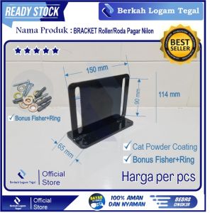 Bracket / braket roda nilon (roller nilon) pintu pagar besi stainles kayu