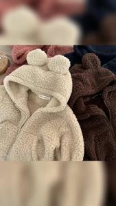 1-7 Years Autumn Winter Baby Boys Jacket Keep Warm Fashion Bear Ears Girls Princess Coat Plush Hooded Boy Outerwear Kids Clothes2026