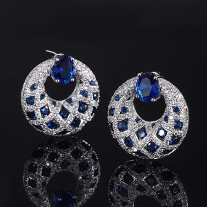 SEQUITO African Style Ladies Jewelry Silver Plated Pave Setting Red AAA Cubic Zirconia Exquisite Hollow Out Evening Party Big Stud Earrings SE850