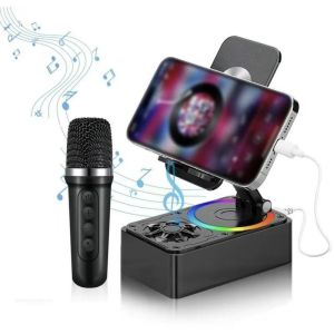 4-in-1 Bluetooth Speaker with Mic Phone Holder & 5000mAh Power Bank – Portable Wireless Speaker Stand for Music Calls Outdoor Use