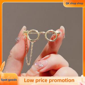 ✨QK shop✨ Creative Glasses Frame Metal Brooches Sunglasses Tassel Chain Lapel Pin Cartoon Backpack Clothes Badges Corsage Fashion Jewelry Gift