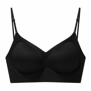 [Hottie Diary] Women U-Shape Halter Neck Backless Bra Small Bust Gather Seamless One-Piece Black Gentle Lift Support Multiple Wearing Styles 32-42ABC Cup S-3XL Womenswear Lady Comfort