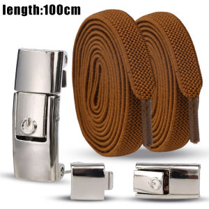 White Magnetic Lock No-Tie Flat Elastic Shoelaces for Sneakers Metal Snap Elastic No Tie Shoe Laces Quick Lazy Metal Lock Laces Shoe Strings Kids Adults Sneaker Accessory