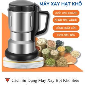 Máy Xay Hạt Khô Cối Xay Tiêu Xay Bột Gia Vị Cà Phê Đa Năng 6 Lưỡi Dao Công Suất 300w Chất Liệu Inox