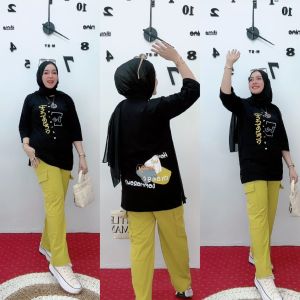 Setelan Cargo Kaos Wanita Kekinian  Premium  Tomorow // One Set  Kaos  Wanita Termurah BY. NABIL.  max BB 75 kg