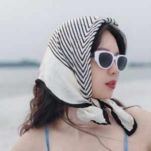 New Luxury Design Silky Scarf Floral Print Square Scarves Headband Outdoor Office Ladies Women Shawl Hijab Bandanna Muffler