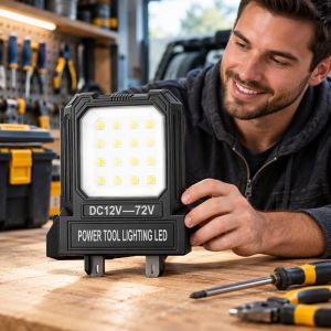 Portable 12-72V LED Work Light Dual Modes Fit Lithium Batteries Ideal For Jobsite Camping Use