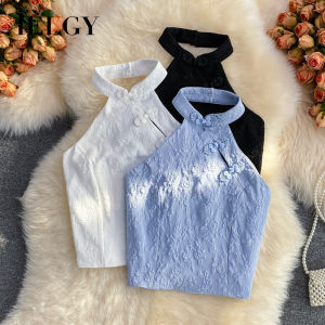 IELGY summer outer wear hot girl style halter buckle cheongsam improved version small vest womens tube top sleeveless inner top