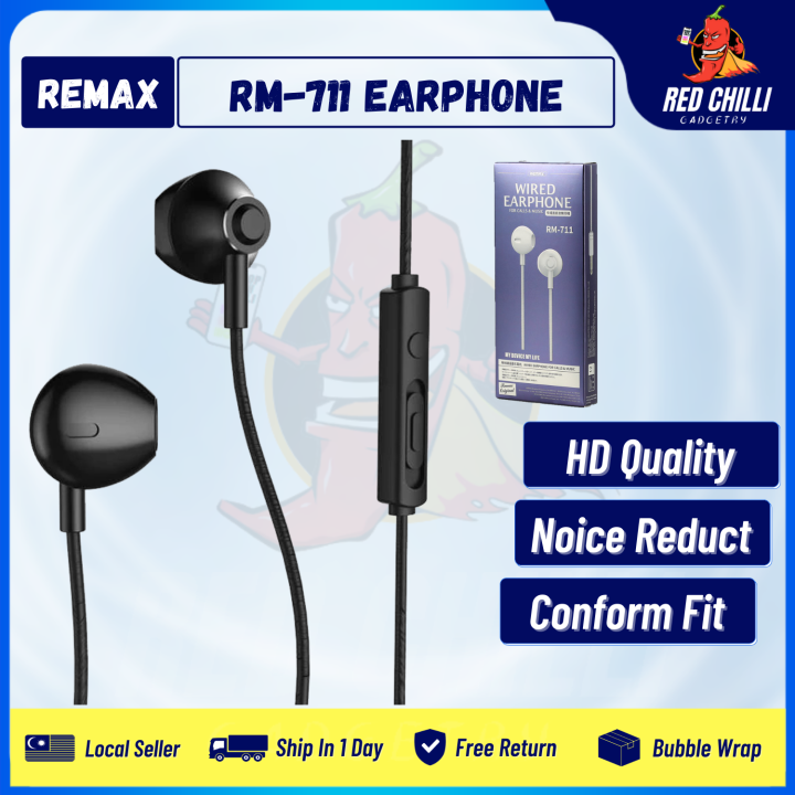 Original Remax RM-711 3.5mm Gold Plate Connector Wired Earphone For ...