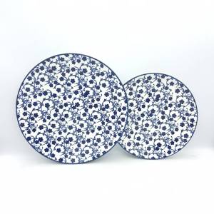 จาน จานญี่ปุ่น จานเซรามิค จานดินเนอร์ จานสเต๊ก สีน้ำเงิน ขนาด 8.5 นิ้ว และ 10.5 นิ้ว