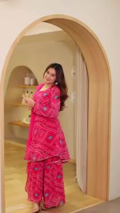 Womens Fancy Dress / Indian Punjabi Suite / Georgette Party Wear Top with Sharara Set / Diwali New Collection