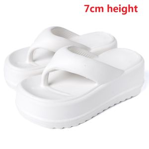 Fnova 7cm Thick Sole Wedges High Quality Flip Flops for Women Summer Clip Toe Chunky Platform Sandals Woman Non Slip Beach Slippers Outdoor Slides 2025