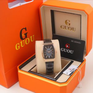 Jam Tangan Wanita Guou Analog Tanggal Oval Original Rantai Stainless Steel