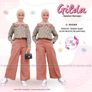 COD Setelan Atasan Lengan Panjang Motif Dan Celana Panjang Remaja Perempuan Usia 10-14T Gilda Set