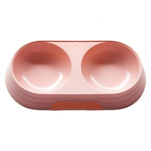 Plastic Double Compartment Feeder Pet Feeding Bowl For Small Breeds Kittens With NonSlip Design for Home Travel Use
