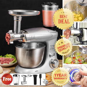 MULTI-FUNCTIONAL DOUGH HOOK WHISK BEATER MEAT GRINDER BLENDER AND JUICER 4 Liter Gourmet 6-Speed Stand Mixer with Power Hub Attachment Capability