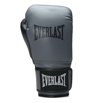 Everlast Unisex Adults Powerlock Boxing Hook & Loop Glove (Charcoal) - Sports Direct