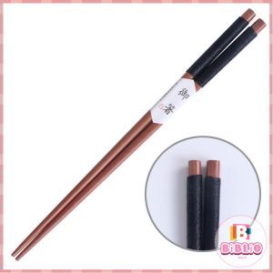 BIBLIO 1 pair Wooden Chopsticks Japanese Style Reusable Anti-falling Chopsticks for Cooking Eating