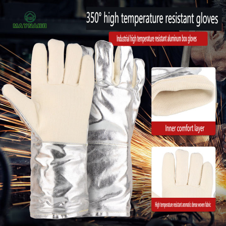 Multilayer 350° Aluminized Heat Resistant Welding Glove/Large/Flame