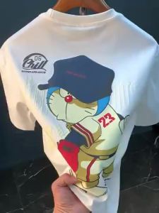 Doraemon Anime Street Clothing Pure Cotton Men‘s Womens Sport T-Shirt Crewneck Tops