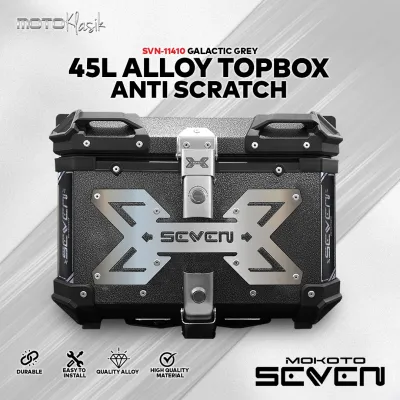 MOKOTO 45L ALLOY TOP BOX SEVEN SERIES XDESIGN WITH LOGO ANTI-SCRATCH REAR TAIL BOX STORAGE UNIVERSAL FOR MOTORCYCLE