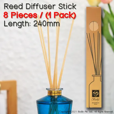 Biolife 8 Pieces 240mm Reed Diffuser Stick (Natural Colour) for Essential Oil Eco-Friendly Safe and Non-Toxic (Reed-Stick)