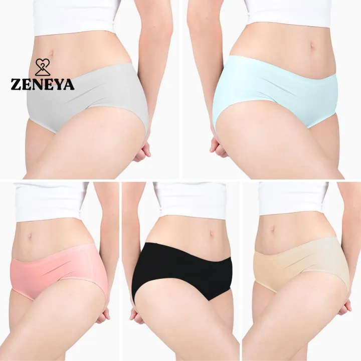 (1pc piece) Zeneya Seamless Ice Underwear For Women stretchable mid waist  rise panty panties for womens premium quality breathable comfortable hot  sexy ladies girl teen undies set trendy inner wear bikini underpants  lingerie flash 850