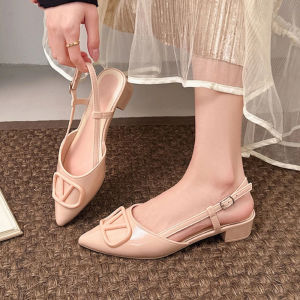 327 New Arrival Glossy Elegant Style With Mid Heels Sandals For Womens