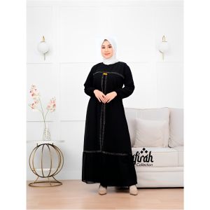 Gamis Wanita Remaja Naira Crinkle Airflow Bahan Adem Baju Mewah Stylish Lebaran 2025