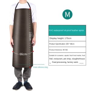PU Soft Leather Apron Waterproof Oil Proof Chef Butcher Work Apron Reusable Lengthened  Apron DuoDuo