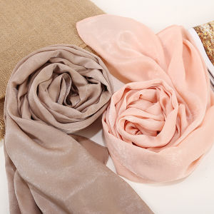 Jifang High Quality Plain Soft Smooth Shimmer Silk Velvet Shawl PashminaHead Scarf Tudung Islam Muslim Hijab Shawls WJ274