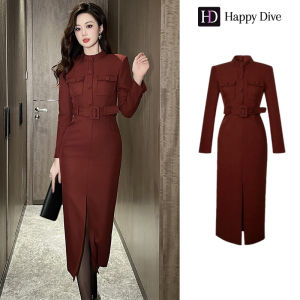 Happy Diva ชุดเดรสชุดเดรสสีแดงสีดำของผู้หญิงชุดเดรสทำงานชุดเดรสชุดเดรสปาร์ตี้ชุดแต่งงานชุดราตรี 61127
