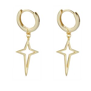 XINSU38 Daily Rock Gothic Cross Star Black Silver Color Ear Studs Stars Cross Pendant Women Earrings Korean Style Hoop Earrings Dangle Earrings