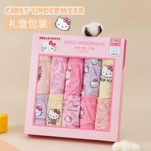 Halloween Christmas Sanrios Hellokittys 10Pcs Kawaii Kids Briefs Skin-Friendly Panties Baby Breathable Comfortable Elasticity Printing Short Briefs